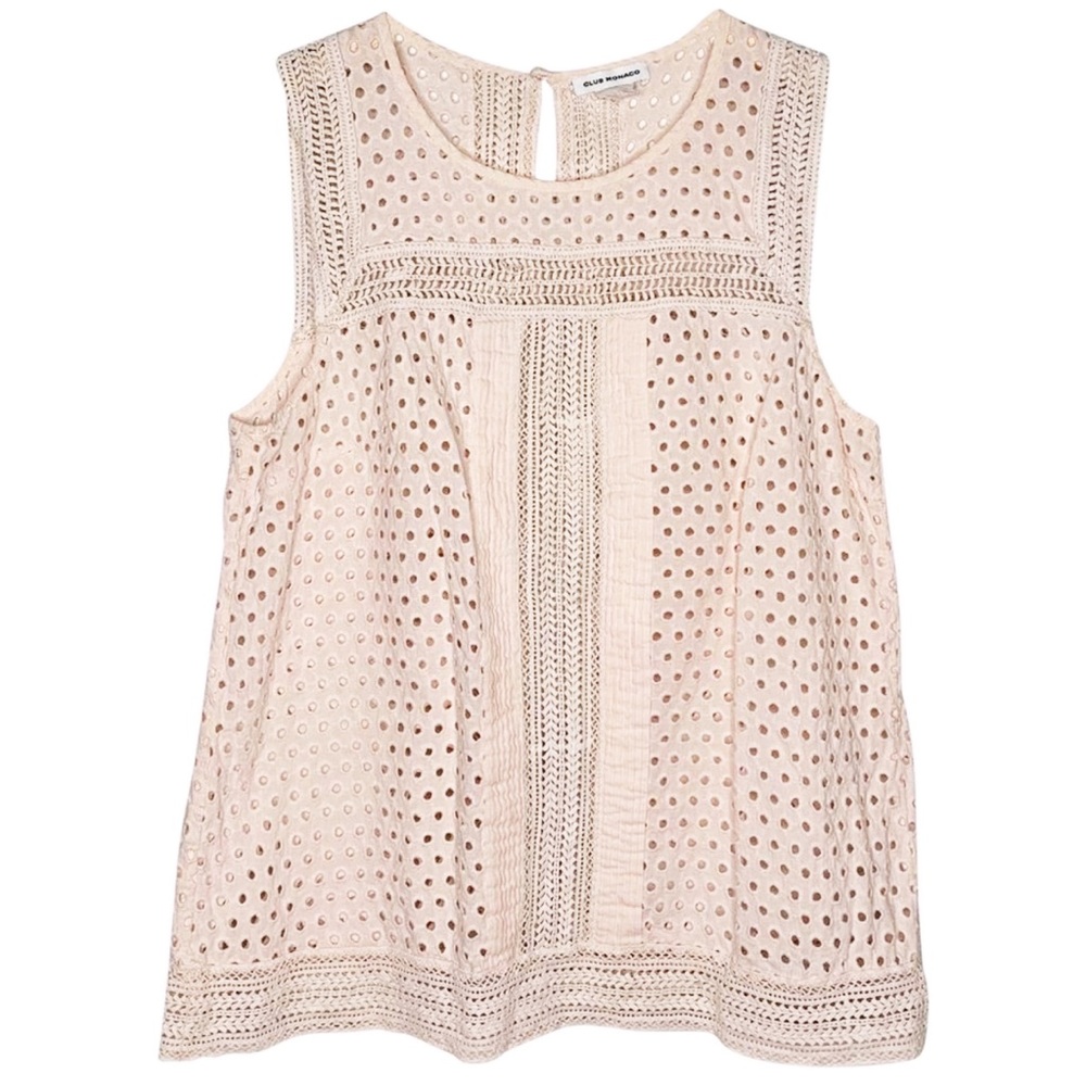 CLUB MONACO Pink Effie Eyelet Cutout Tank Top Sz S